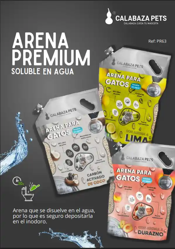 Arena Bentonita Soluble En Agua 5 Kg Durazno