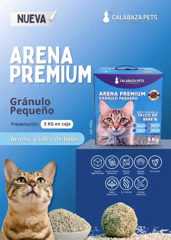 Arena Granulo Pequeño Premium 5 Kg Talco De Bebe