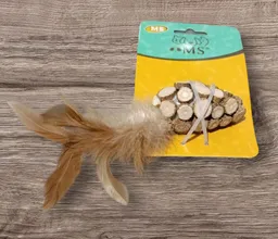 Regalo Juguete Madera Para Mascota Con Plumas Pequeña