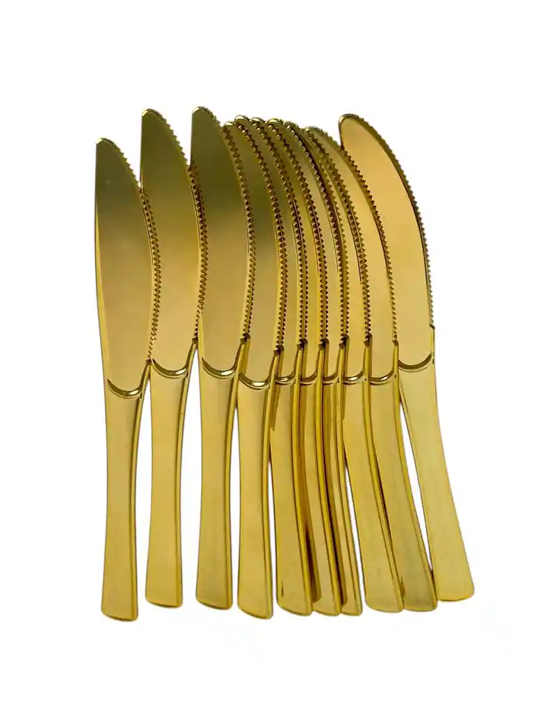 Cuchillo Dorado Plástico Desechable, Cubierto De Lujo, Cubierto Elegante