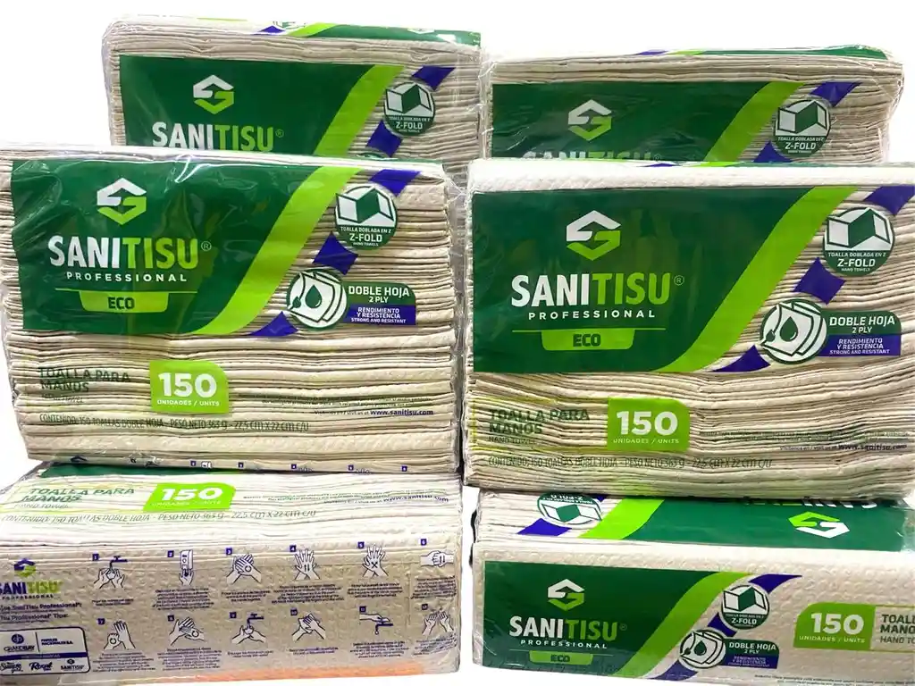 Toalla Ecológica Para Manos Paq X150 Hojas, Toalla Doblada En Z