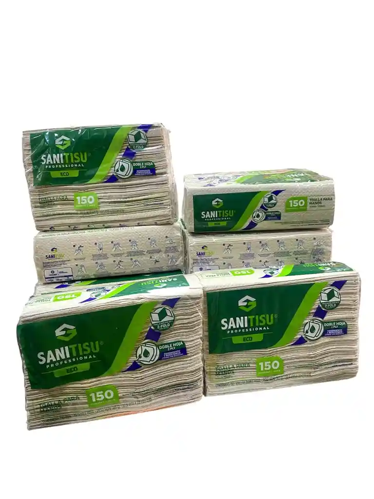 Toalla Ecológica Para Manos Paq X150 Hojas, Toalla Doblada En Z