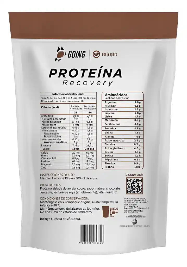 Proteina En Polvo Going Chocolate 600g