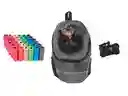 Morral Cargador Ventana Mediano + Dispensador + 20 Rollos Gris