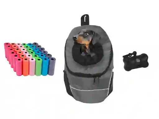 Morral Cargador Ventana Mediano + Dispensador + 20 Rollos Gris