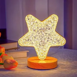 Lámpara De Mesa Estrella Decorativa Led Recargable Para Mesita De Noche