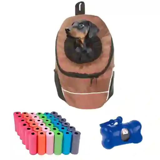 Morral Cargador Ventana Mediano + Dispensador + 20 Rollos Marron