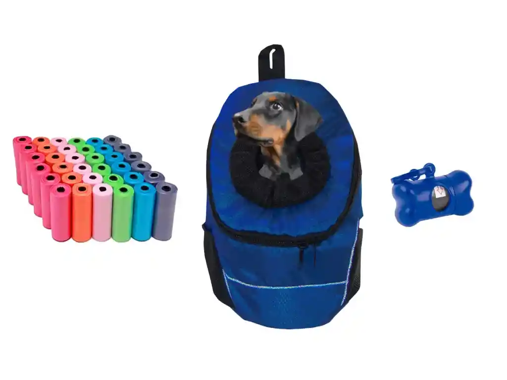 Morral Cargador Ventana Mediano + Dispensador + 20 Rollos Azul Oscuro