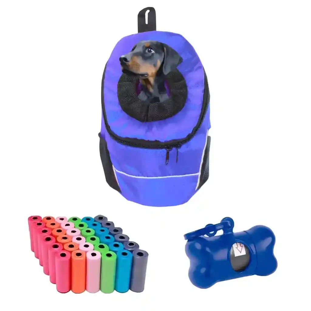 Morral Cargador Ventana Mediano + Dispensador + 20 Rollos Morado