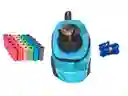 Morral Cargador Ventana Mediano + Dispensador + 20 Rollos Celeste