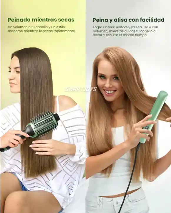 Combo 2 En 1 Plancha + Cepillo Secador Cabello