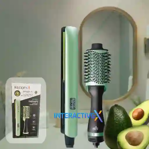 Combo 2 En 1 Plancha + Cepillo Secador Cabello