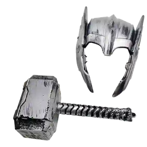 Kit Thor: Martillo + Máscara - Accesorios Disfraz Superhéroe