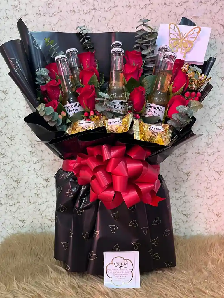 Ramo 12 Rosas, 6 Coronitas, 3 Ferreros
