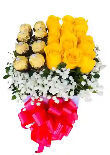 Caja De Rosas Amarillas