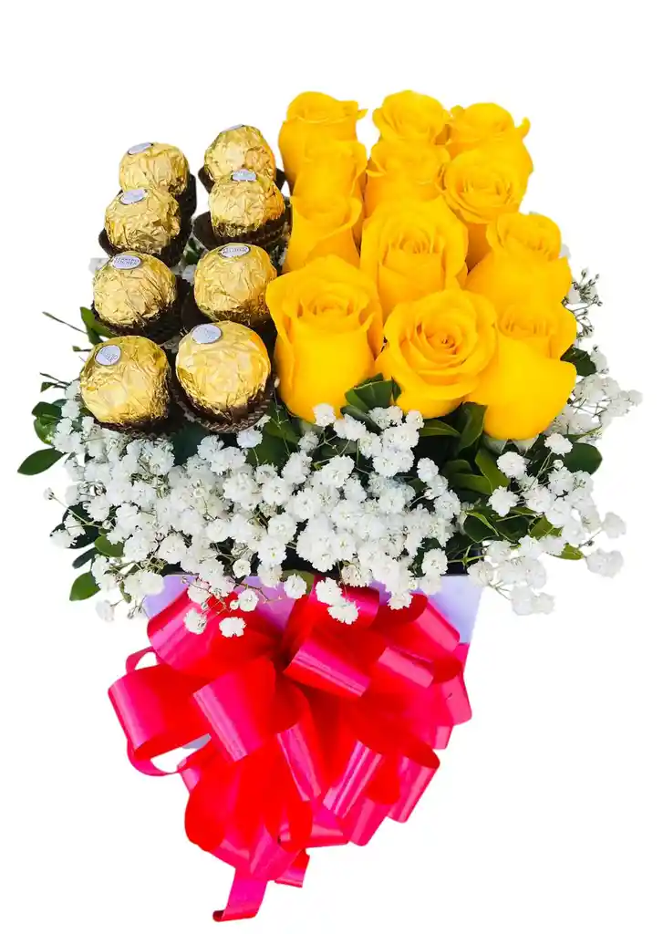 Caja De Rosas Amarillas