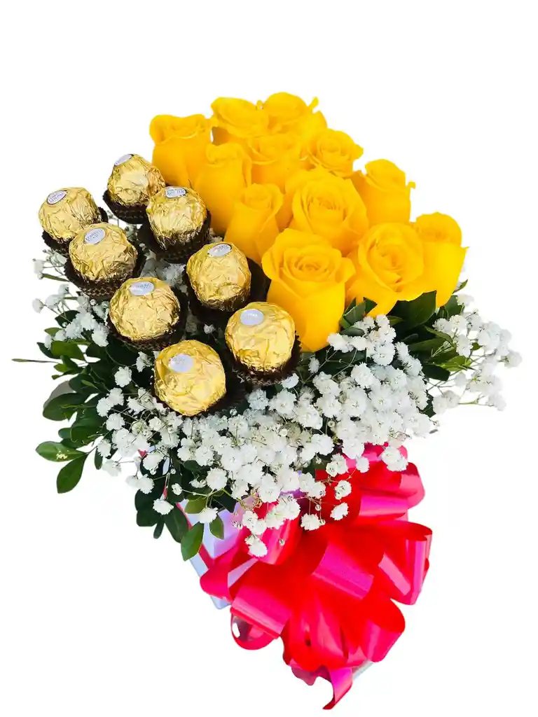 Caja De Rosas Amarillas
