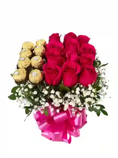 Caja De Rosas Fucsia