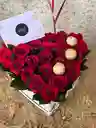 Caja Corazón De 24 Rosas Con 3 Ferreros