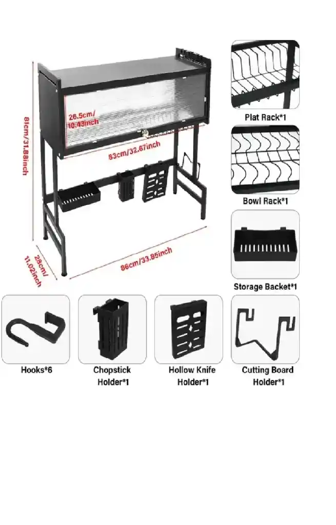 Escurridor Platos Cocina Con Gabinete Color Negro