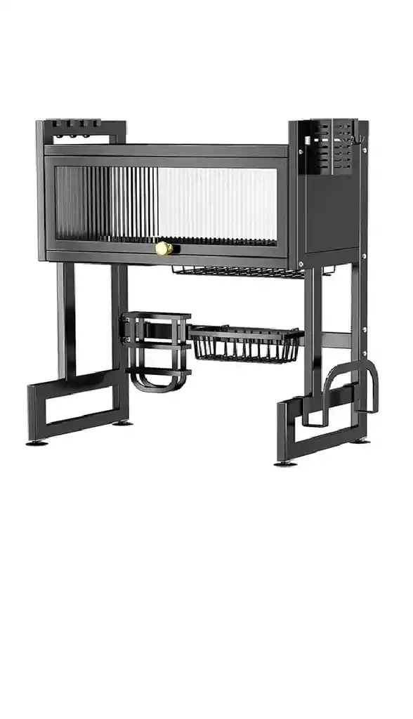 Escurridor Platos Cocina Con Gabinete Color Negro