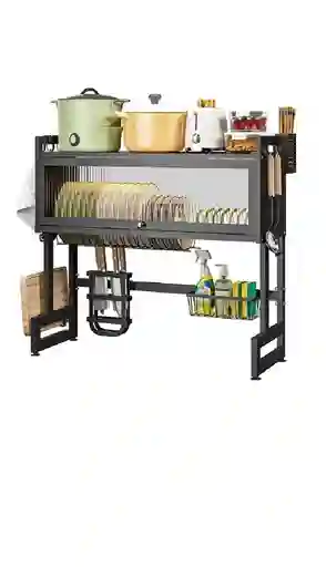 Escurridor Platos Cocina Con Gabinete Color Negro