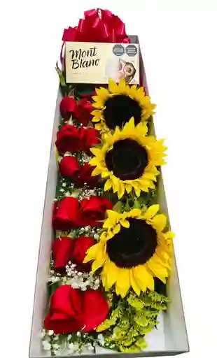 Caja De Rosas Girasoles