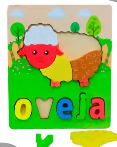 Rompecabezas Animales Con Palabra Didáctico Oveja