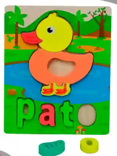 Rompecabezas Animales Con Palabra Didáctico Pato