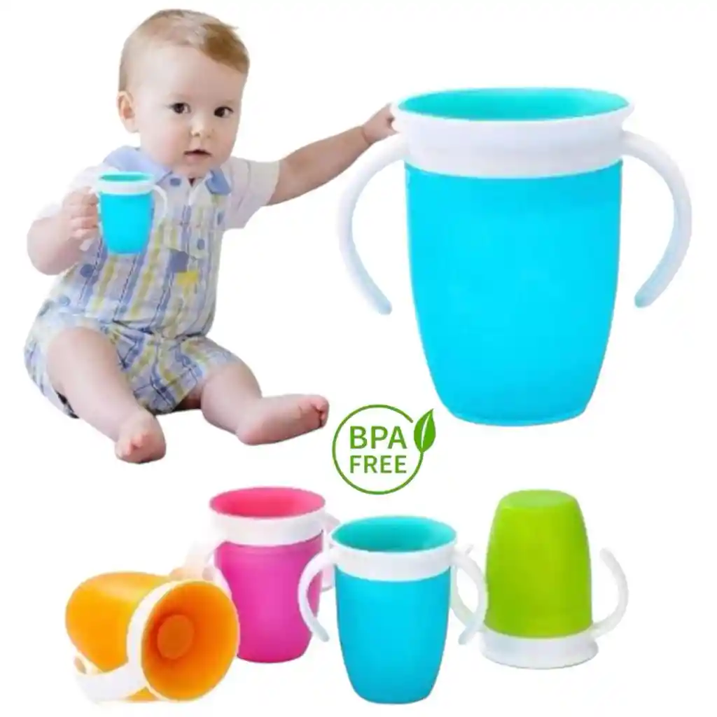 Vaso 360 Grados Anti Derrame Para Niños Naranja