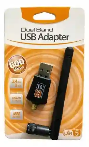 Adaptador Inalámbrico Usb Wifi De 600 Mbps Doble Banda 2,4 G/5 Ghz Con Antena