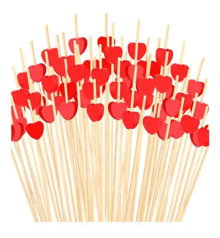 Palillos De Coctel De Corazón, Palillo De Frutas, Palillo De Bambu