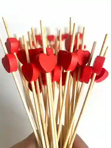 Palillos De Coctel De Corazón, Palillo De Frutas, Palillo De Bambu