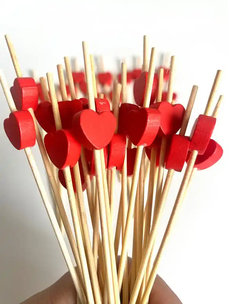 Palillos De Coctel De Corazón, Palillo De Frutas, Palillo De Bambu