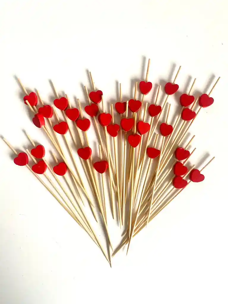 Palillos De Coctel De Corazón, Palillo De Frutas, Palillo De Bambu
