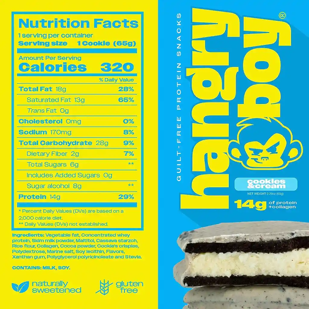 Galleta Sándwich Proteica Cookies & Cream 65 G – Hangry Boy