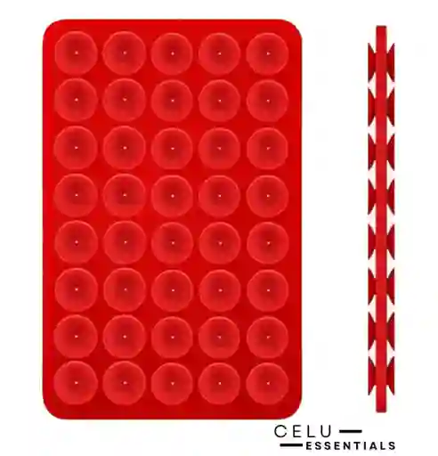 Soporte Celular Chupitos De Succión Silicona Rojo