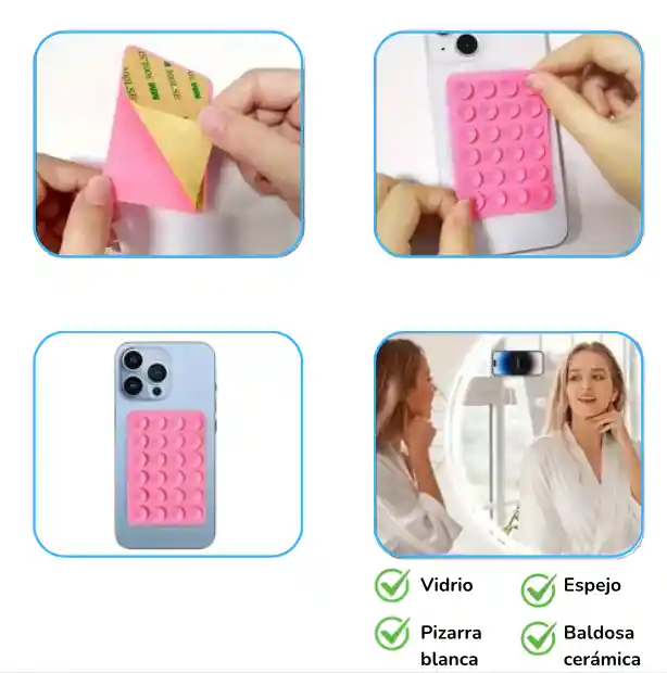 Soporte Celular Chupitos De Succión Silicona Azul