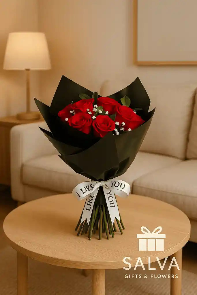 🌹 Bouquet Con 30 Rosas Rojas, Follajes, Papeles Y Cinta De Lujo