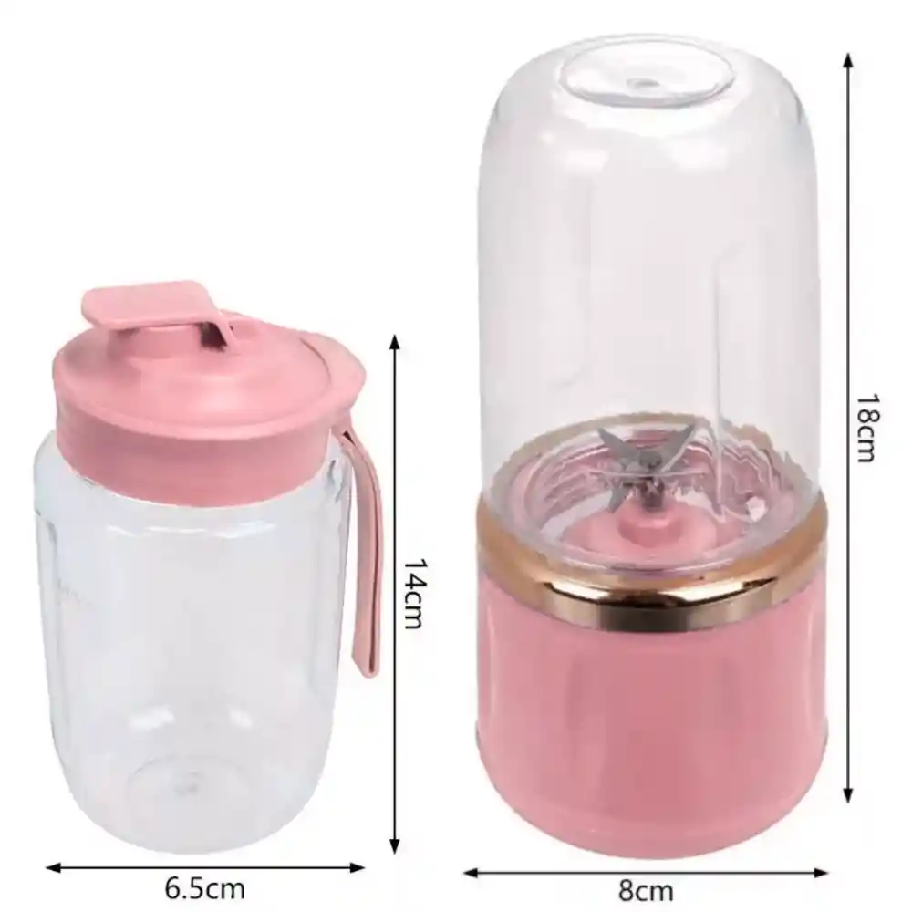 Licuadora Portatil Recargable Usb Doble Vaso