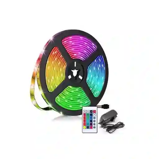 Cinta Led Adhesiva Multicolor Con Control Y Adaptador