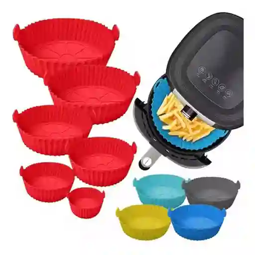 Set X6 Bandejas De Silicona Para Airfryer Freidora Protector Colores Aleatorios