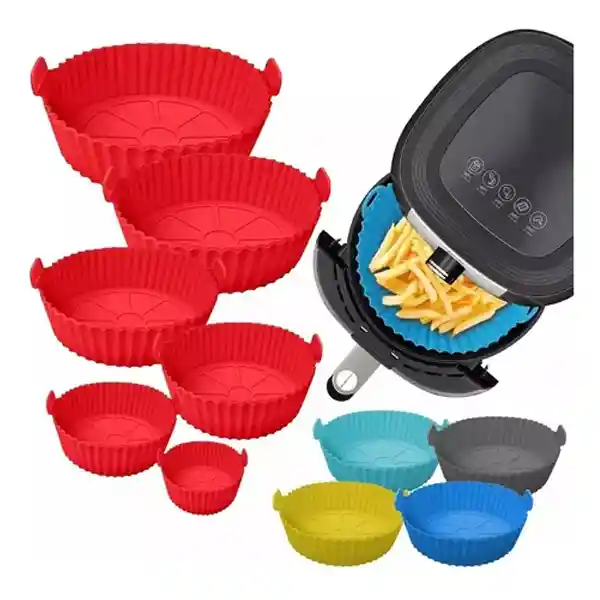 Set X6 Bandejas De Silicona Para Airfryer Freidora Protector Colores Aleatorios