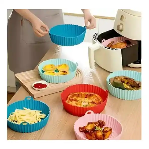 Set X6 Bandejas De Silicona Para Airfryer Freidora Protector Colores Aleatorios