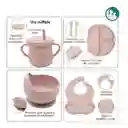 Set De Vajilla Silicona Para Bebés Platos Babero Y Cubiertos Set X5