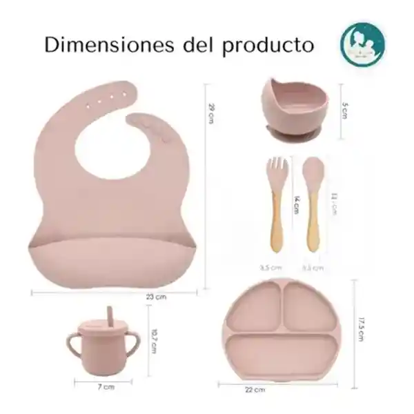 Set De Vajilla Silicona Para Bebés Platos Babero Y Cubiertos Set X5
