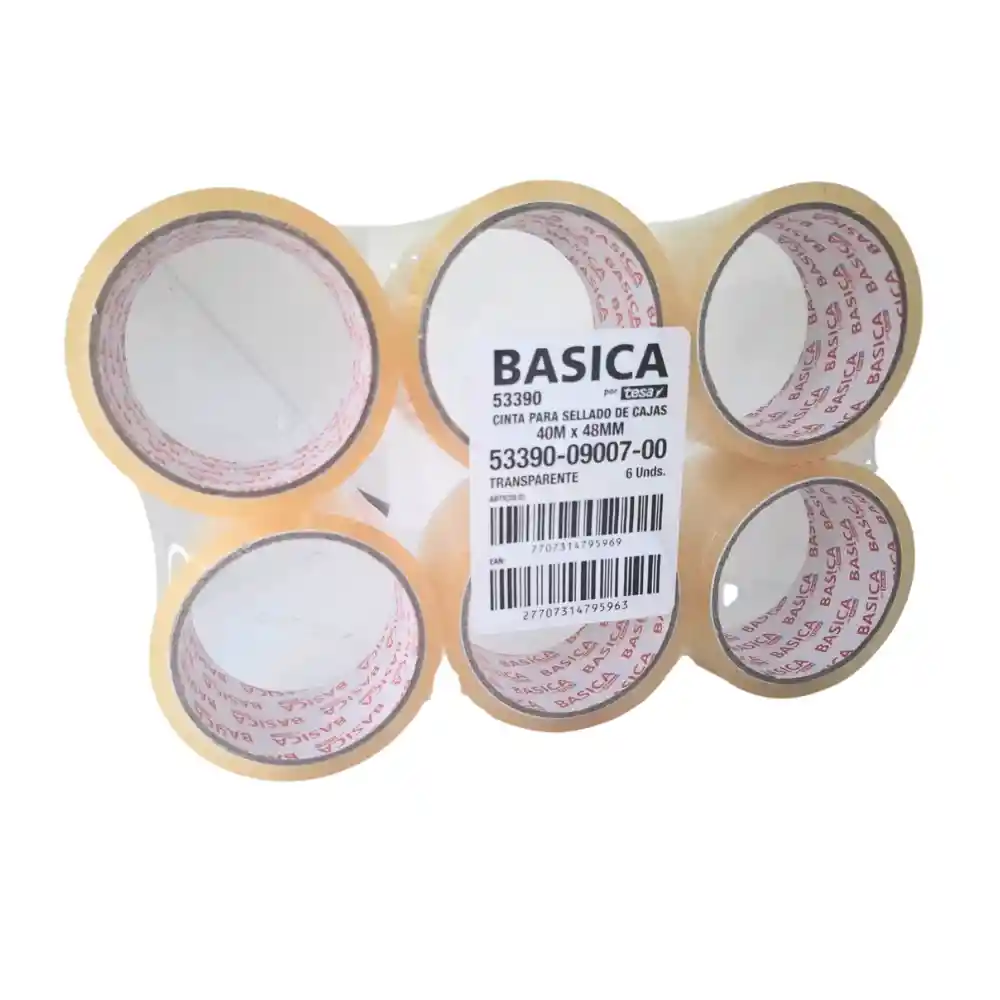 Cinta Empaque Basic 48x40 Transparente X6