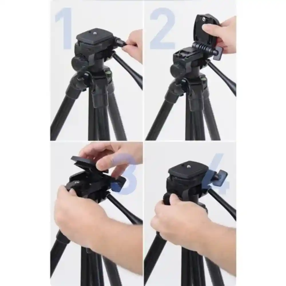 Tripode Soporte Negro Resistente Y Adaptable Para Camara Y Celular 1.68 Mts