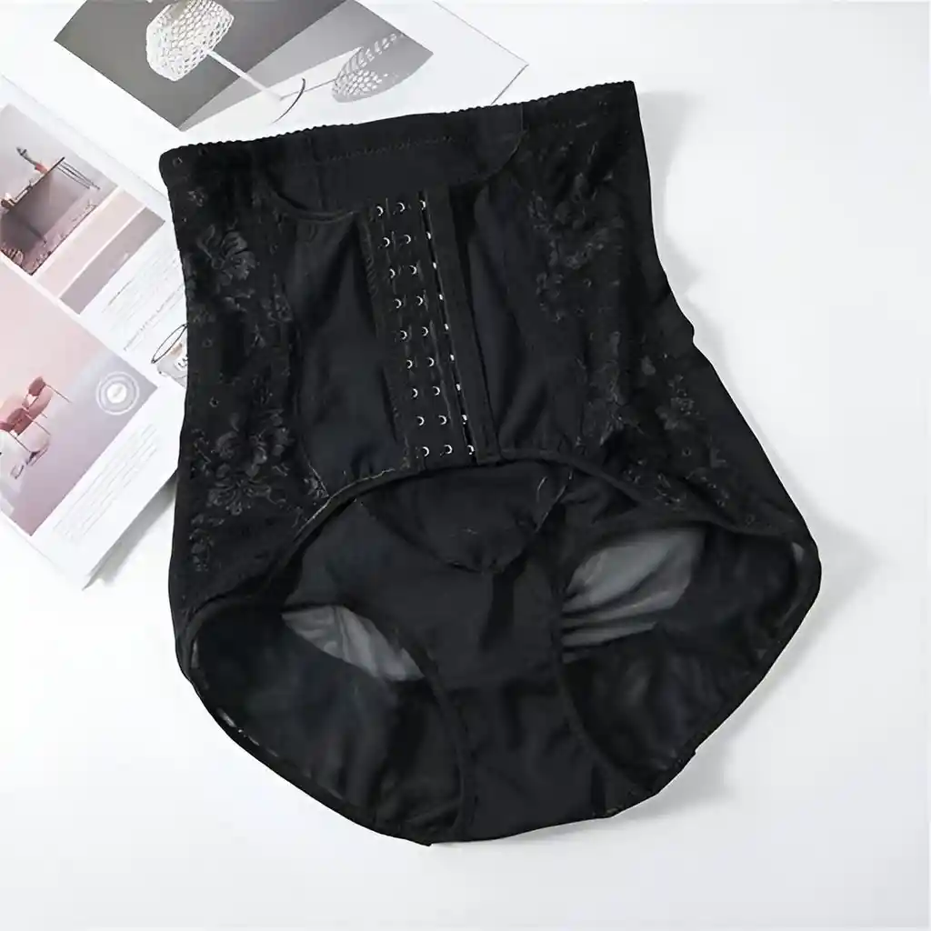 Faja Panty De Alta Compresión Con Encaje Y Broches Frontales