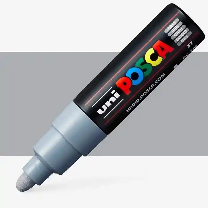 Marcador Posca Punta Gruesa Redonda Pc7m Gris